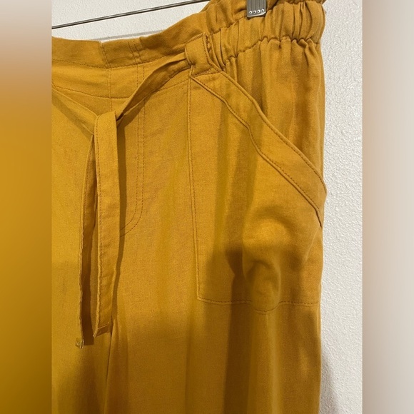 Marc New York Andrew Mark L yellow paperbagwaist wide pants linenblend cropped - Picture 3 of 5